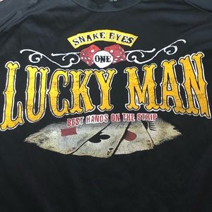 Solar Gear Medium LUCKY MAN Snake Eyes Vegas Gambling Casino Shirt